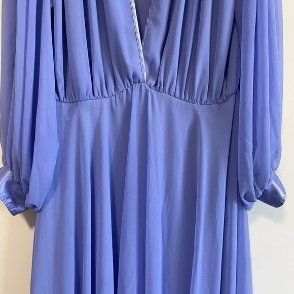 Vintage Long  Lavender Sheer Dress with Puff Sleeves - Picture 5 of 10